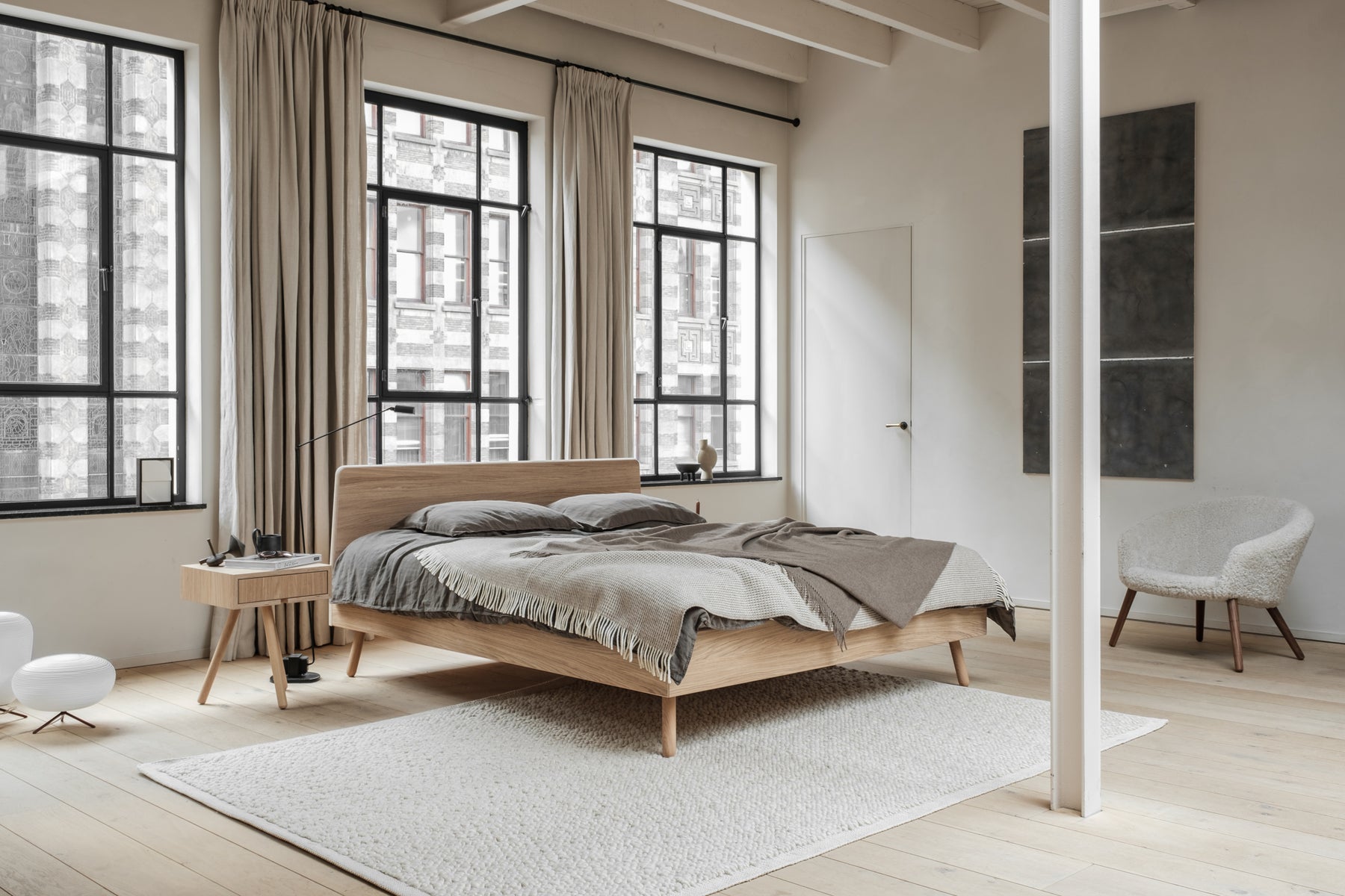 Basket bed licht eiken